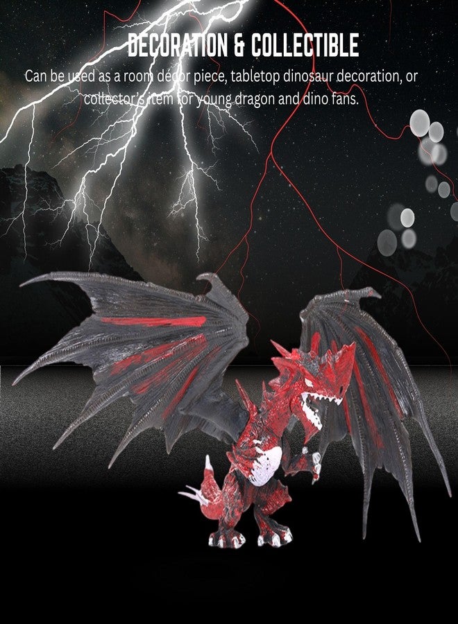 Mallexo 3D Realistic Flying Dragon Toy for Kids 3+ | 1PCS Dino Prehistoric Dragons Toys Action Dinosaur Figure Playset for Boys and Girls Birthday Gift for Children Education & Decor Item (Red) - Image 2